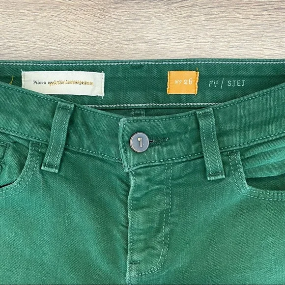 Anthro Pilcro Green Stet Skinny Jeans - Picture 3 of 4